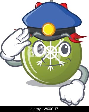 Police christmas ball green with the character Stock Vector