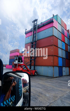 Mobile container handlers in the port Stock Photo - Alamy