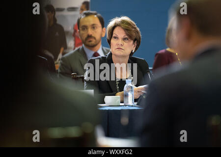 Washington DC, USA. 18th Sep, 2019. Marillyn Hewson, Lockheed Martin CEO, attends the 3rd American Workforce Policy Advisory Board Meeting, at a Boy's and Girl's Club in Washington, DC on September 18, 2019. The group toured and met at the Boy's and Girl's club to learn how the organization is educating and preparing youth for future jobs in STEM fields. Credit: UPI/Alamy Live News Stock Photo