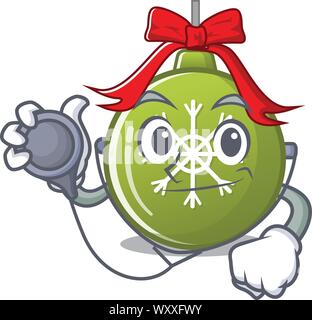 Doctor christmas ball green with the character Stock Vector
