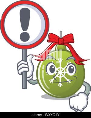 With sign christmas ball green with the character Stock Vector