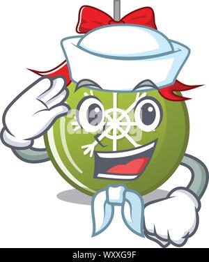 Sailor christmas ball green with the character Stock Vector