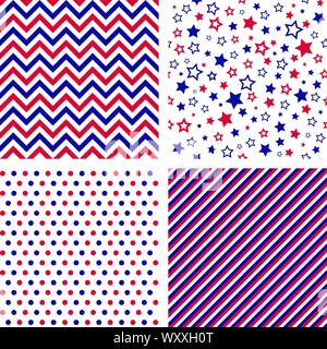 Set of US style vector seamless patterns Stock Vector