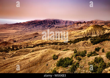 Mountain landscape near Pico da Cruz, Santo Antão Island, Cape Verde, Cabo Verde, Africa. Stock Photo