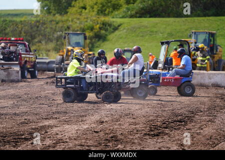 Hollywood Motorsports held their Demolition Derby event Paws for the Cause to help raise funds for local humane societies, Oshkosh, Wisconsin Stock Photo