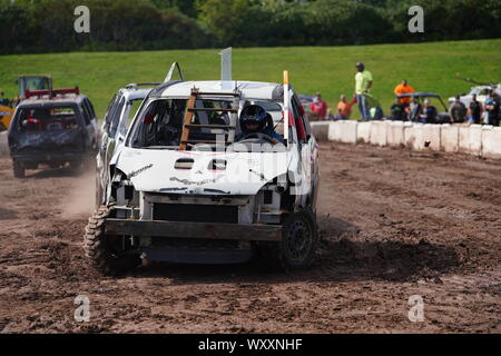 Hollywood Motorsports held their Demolition Derby event Paws for the Cause to help raise funds for local humane societies, Oshkosh, Wisconsin Stock Photo