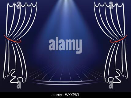 Scene with curtains and spotlights. Announcement Stock Vector
