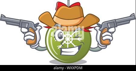 Cowboy christmas ball green with the character Stock Vector