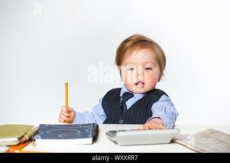 Little businessman portrait in office Stock Photo