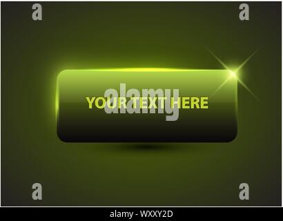 Big green button with sample text and effects Stock Vector