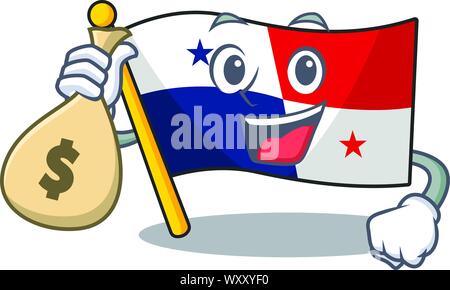 With money bag panama flag hoisted on mascot pole Stock Vector