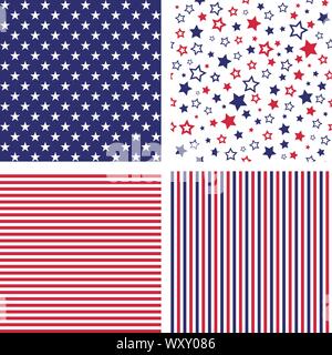 Vector set of US style seamless patterns Stock Vector