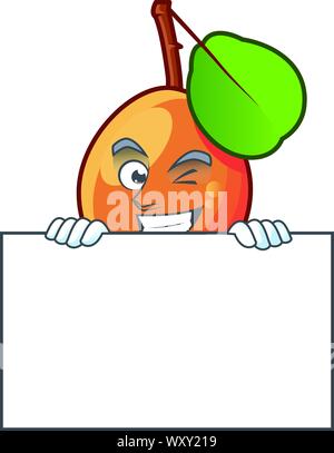 Grinning with board shipova fruit cartoon character for logo Stock Vector