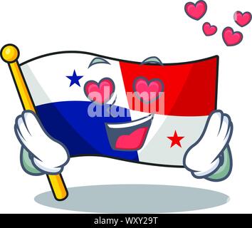 In love flag panama isolated with the cartoon Stock Vector