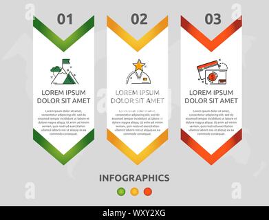 Vector modern 3D infographic template arrow for three diagrams, graph, presentation. Business concept with 3 options and rectangles. Blank space Stock Vector