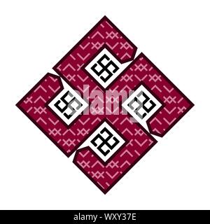 Ethnic baltic cross of fire ornamental symbol. Stock Vector