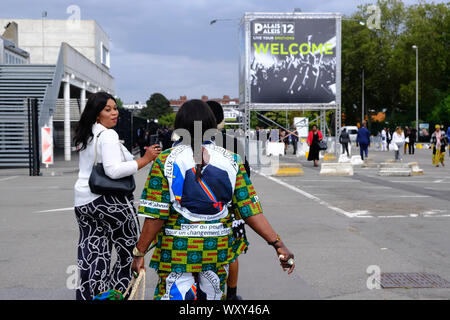 Brussels, Belgium. 18th September 2019. Supporters of Democratic Republic of Congo President Felix Tshisekedi gathered during a visit to the Congolese diaspora as part of the official visit of DR Congo President in Belgium. Credit: ALEXANDROS MICHAILIDIS/Alamy Live News Stock Photo