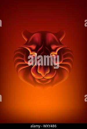 An illustration of a tiger face created by mesh tool. Stock Vector