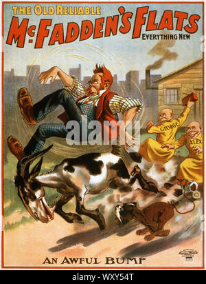 The Old Reliable Mcfaddens Flats Performance Poster 1902 - Vintage Advertising Poster, Victorian Era Stock Photo
