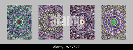 Colorful abstract stone ornate mandala pattern flyer background set - vector stationery template illustrations Stock Vector