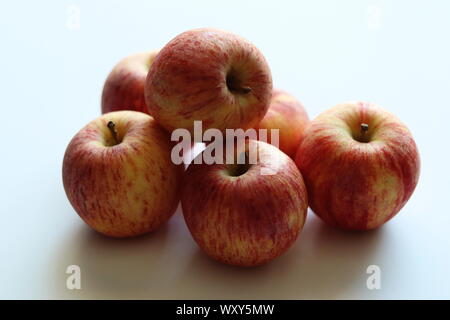 Cameo apples on plain white background Stock Photo