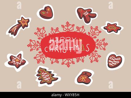 Christmas bakery with gingerbread - decorative for horizontal banners and cards Stock Vector