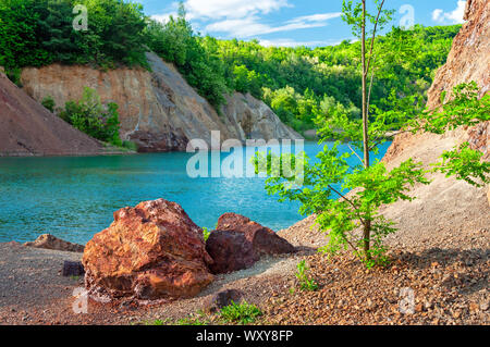 Mine lake at Rudabánya, Hungary Stock Photo