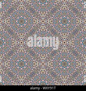Colored floral pattern background - abstract spiritual light color kaleidoscope bohemian oriental seamless vector art design Stock Vector