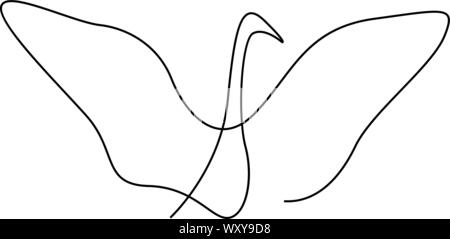 One line swan design silhouette. Hand drawn minimalism style. Vector illustration Stock Vector