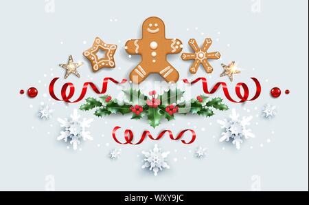 Winter festive decorations Stock Vector