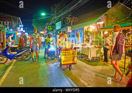 Night food market, Pai Walking street . Pai, Northern Thailand Stock ...