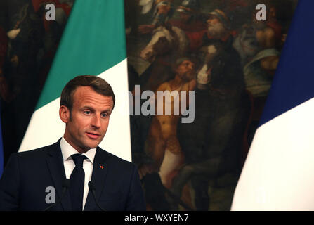 Rome, Italy. 18th Sep, 2019. Rome, Prime Minister Giuseppe Conte meets the President of the French Republic Emmanuel Macron at Palazzo Chigi Pictured: Emmanuel Macron Credit: Independent Photo Agency/Alamy Live News