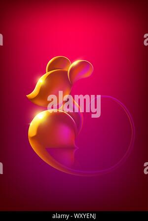 An illustration of a rat shape created by mesh tool. Chinese New Year, Chinese zodiac, rat year. Stock Vector