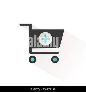 Shopping pharmacy cart. Flat color icon with beige shade. Vector illustration Stock Vector