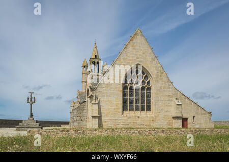 The Church of Our Lady of Joy (Chapelle Notre-Dame de la Joie), a historic chapel along the sea in Penmarch in French Brittany Stock Photo