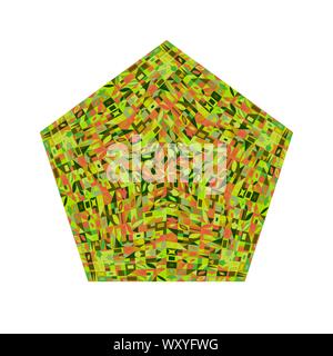 Abstract isolated tiled mosaic pentagon logo template - colorful ornamental vector design element on white background Stock Vector