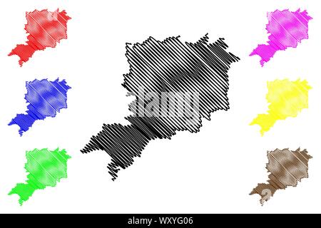 Vas County (Hungary, Hungarian counties) map vector illustration, scribble sketch Vas map Stock Vector