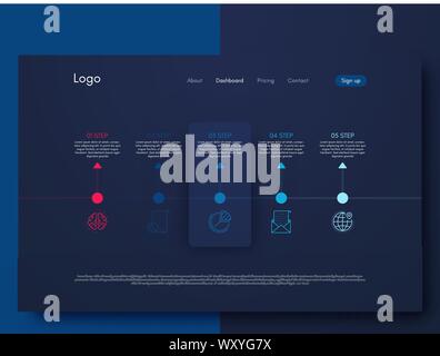 Infographic design template with numbers five option Stock Vector