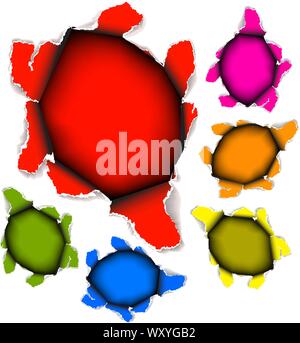 Collection of vector elements: holes in the sheet of paper Stock Vector