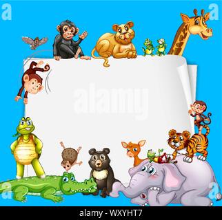 Border template design with cute crocodile illustration Stock Vector ...