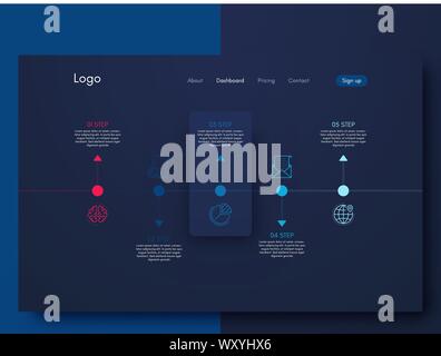 Infographic design template with numbers five option Stock Vector