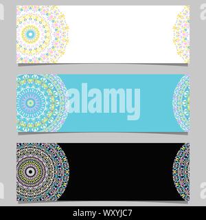 Abstract horizontal geometrical gemstone mandala banner set - colorful vector graphic elements with round geometry Stock Vector