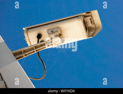 closeup on security CCTV camera or surveillance system in office building Stock Photo