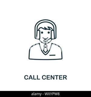 Call Center outline icon. Thin line concept element from customer service icons collection. Creative Call Center icon for mobile apps and web usage Stock Vector