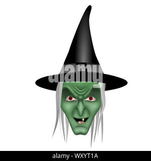 isolated ugly witch face illustration Stock Photo