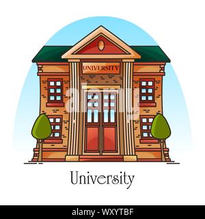 University building or college facade, education Stock Vector