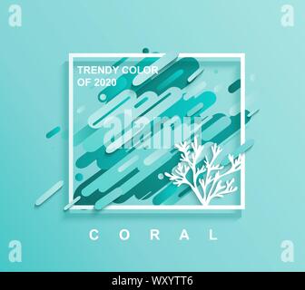 Square frame for text with Coral in trendy colors. Stock Vector