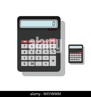 Electronic calculator, numerals written and empty calculator vector illustration Stock Vector