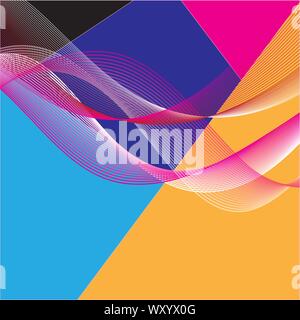 Unusual abstract background with waves of graphics of different colors Stock Vector