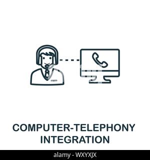 Computer-Telephony Integration outline icon. Thin line concept element from customer service icons collection. Creative Computer-Telephony Integration Stock Vector